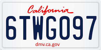 CA license plate 6TWG097