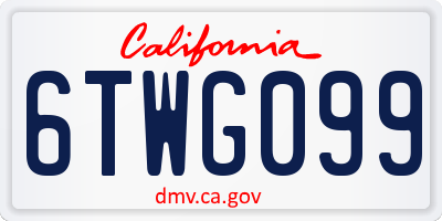 CA license plate 6TWG099