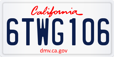 CA license plate 6TWG106