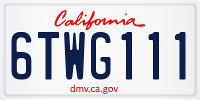 CA license plate 6TWG111