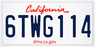 CA license plate 6TWG114