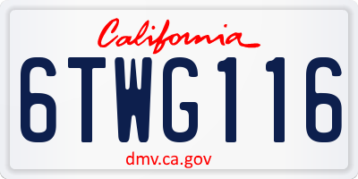 CA license plate 6TWG116