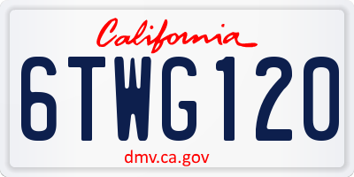 CA license plate 6TWG120