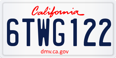 CA license plate 6TWG122