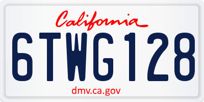 CA license plate 6TWG128