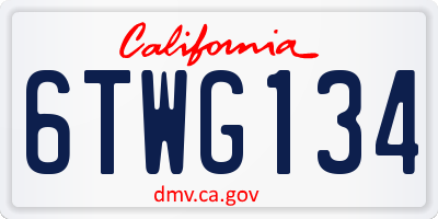 CA license plate 6TWG134