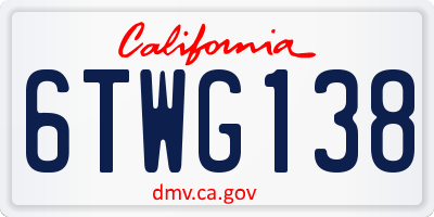CA license plate 6TWG138