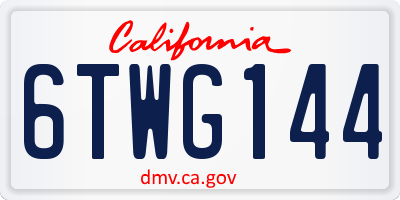 CA license plate 6TWG144
