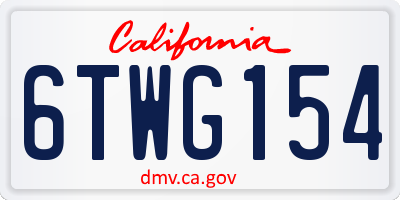 CA license plate 6TWG154