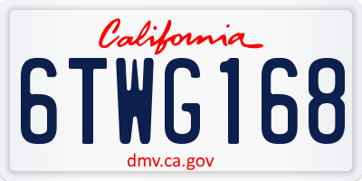 CA license plate 6TWG168