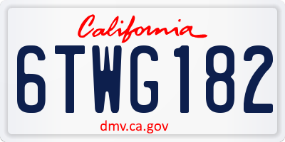 CA license plate 6TWG182