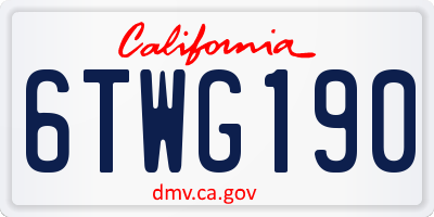 CA license plate 6TWG190