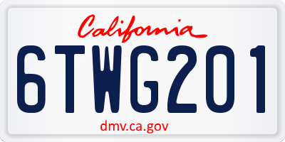 CA license plate 6TWG201
