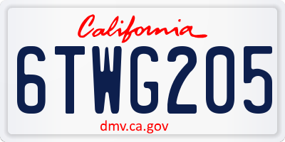 CA license plate 6TWG205
