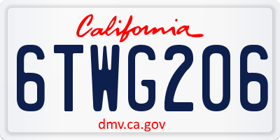 CA license plate 6TWG206