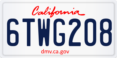 CA license plate 6TWG208