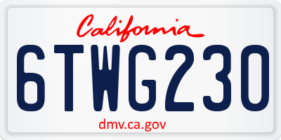 CA license plate 6TWG230