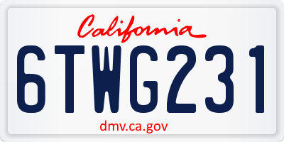 CA license plate 6TWG231