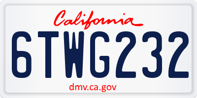 CA license plate 6TWG232