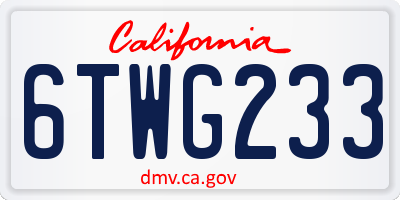 CA license plate 6TWG233