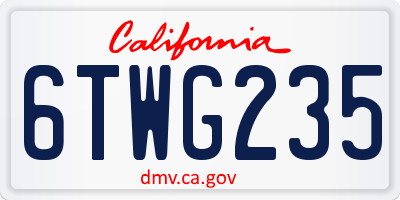 CA license plate 6TWG235