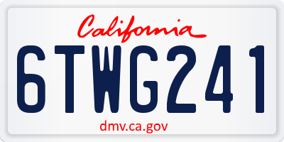 CA license plate 6TWG241