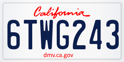 CA license plate 6TWG243