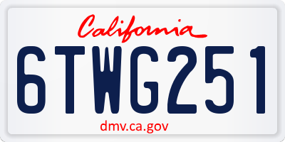 CA license plate 6TWG251