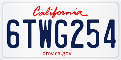 CA license plate 6TWG254