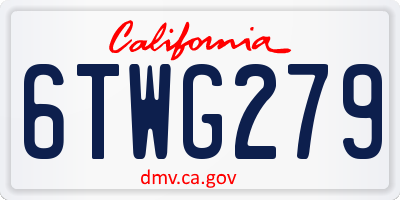CA license plate 6TWG279