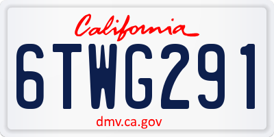 CA license plate 6TWG291