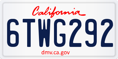 CA license plate 6TWG292