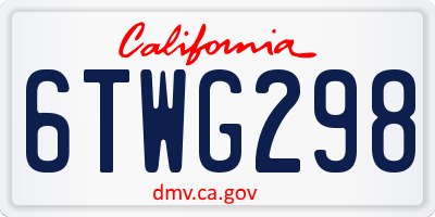 CA license plate 6TWG298