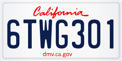 CA license plate 6TWG301