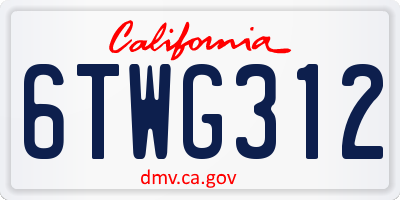 CA license plate 6TWG312