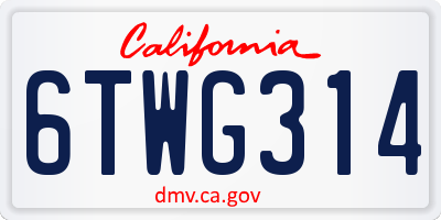 CA license plate 6TWG314