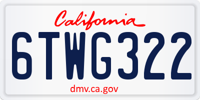 CA license plate 6TWG322