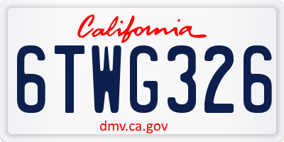 CA license plate 6TWG326