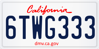 CA license plate 6TWG333