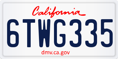 CA license plate 6TWG335