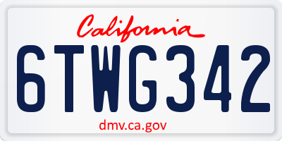 CA license plate 6TWG342