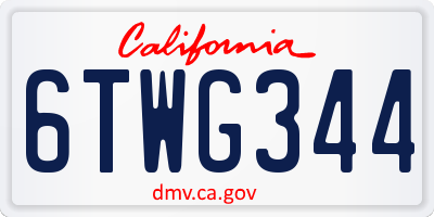 CA license plate 6TWG344