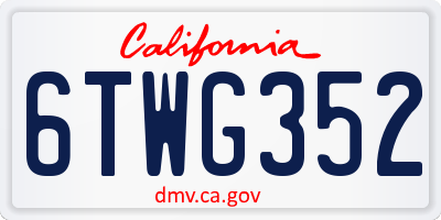 CA license plate 6TWG352