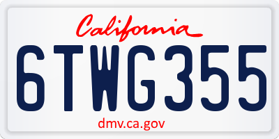 CA license plate 6TWG355
