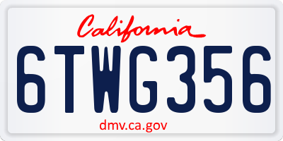 CA license plate 6TWG356