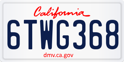 CA license plate 6TWG368