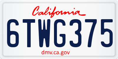 CA license plate 6TWG375