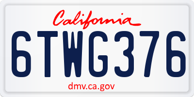 CA license plate 6TWG376