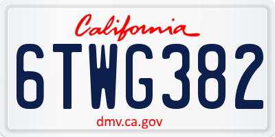 CA license plate 6TWG382