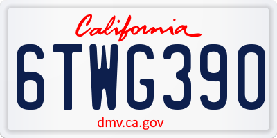 CA license plate 6TWG390